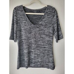 APT. 9 Modern Essentials Women's Medium Gray Space Dye V-Neck 3/4 Sleeve Stretch